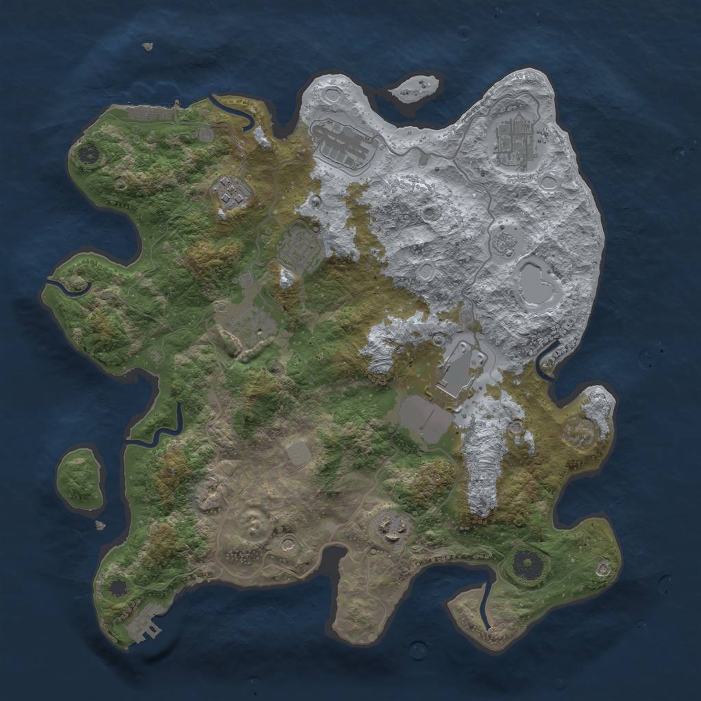 Rust Map: Procedural Map, Size: 3500, Seed: 21027190, 16 Monuments