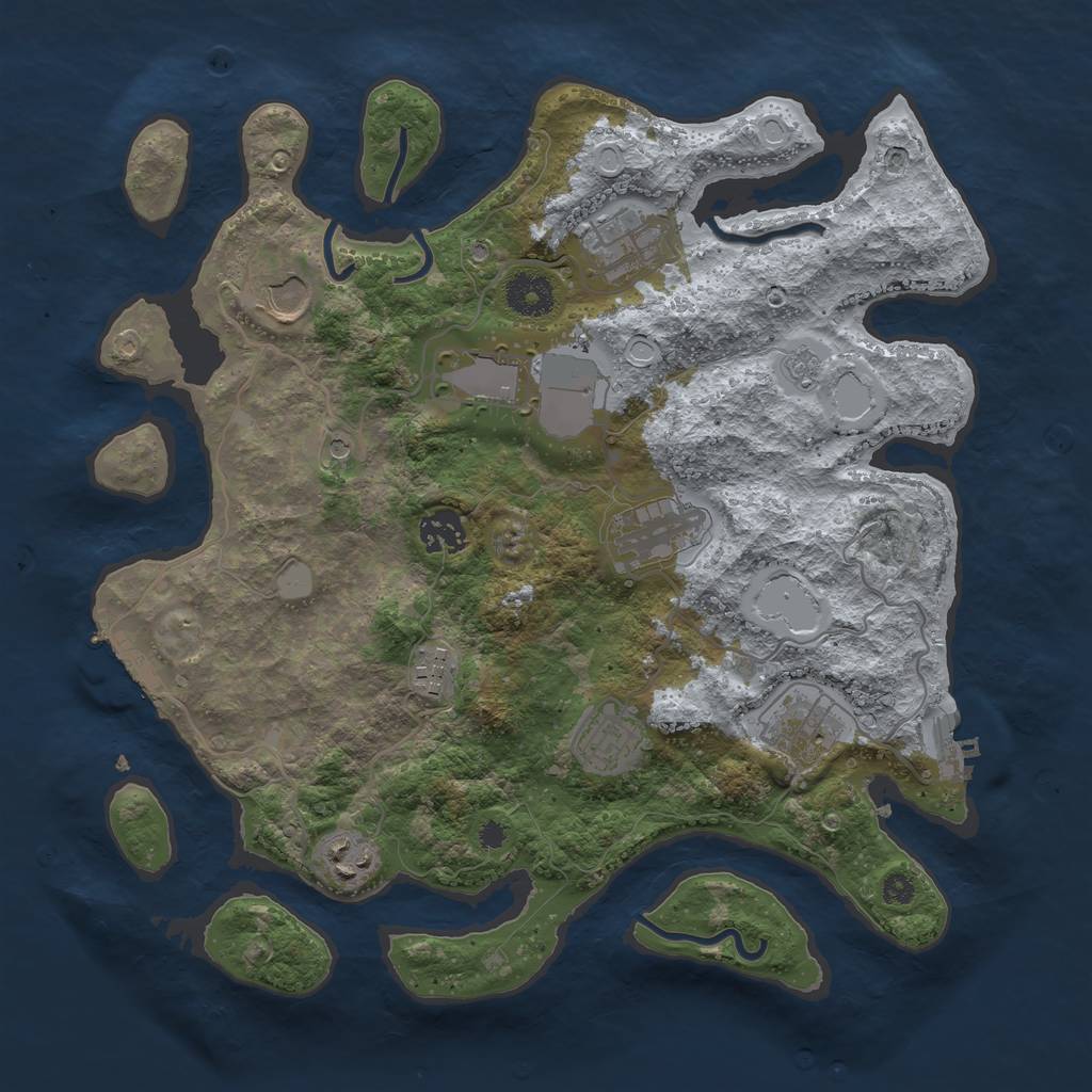 Rust Map: Procedural Map, Size: 3500, Seed: 122508917, 18 Monuments