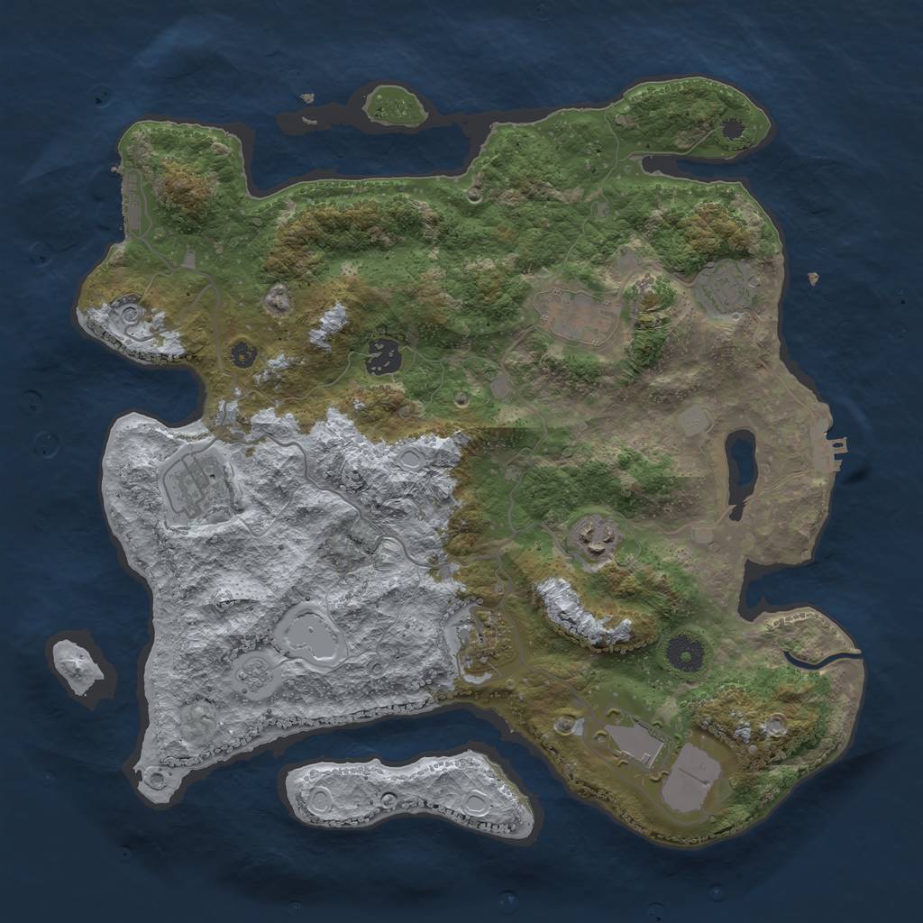 Rust Map: Procedural Map, Size: 3700, Seed: 868441739, 16 Monuments
