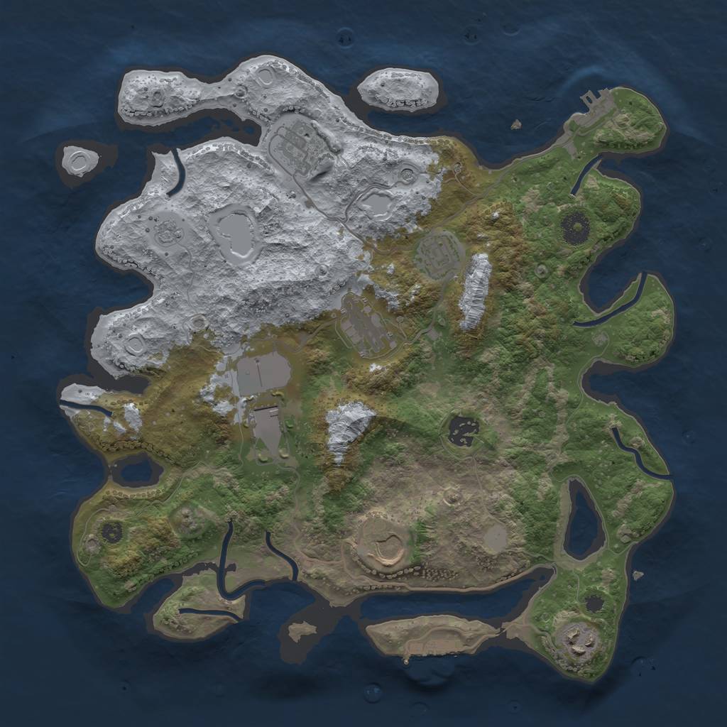 Rust Map: Procedural Map, Size: 3500, Seed: 705298566, 16 Monuments