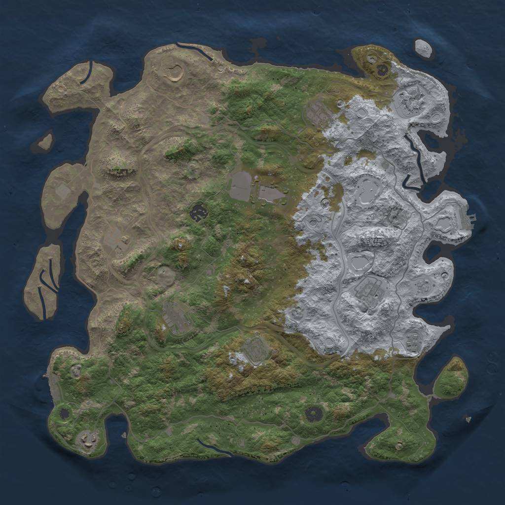 Rust Map: Procedural Map, Size: 4500, Seed: 1215528912, 20 Monuments