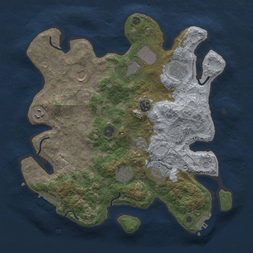 Rust Map: Procedural Map, Size: 3500, Seed: 12189695, 17 Monuments