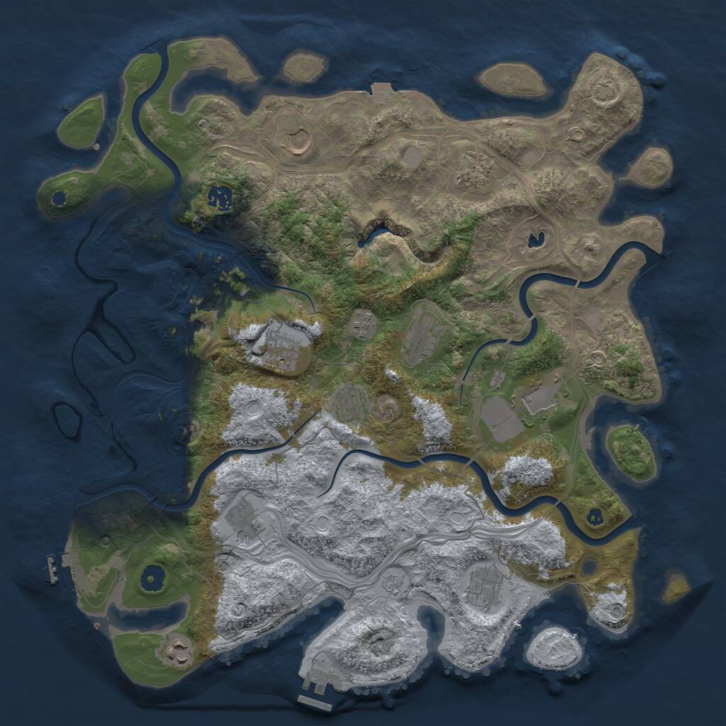 Rust Map: Procedural Map, Size: 4250, Seed: 668603387, 17 Monuments