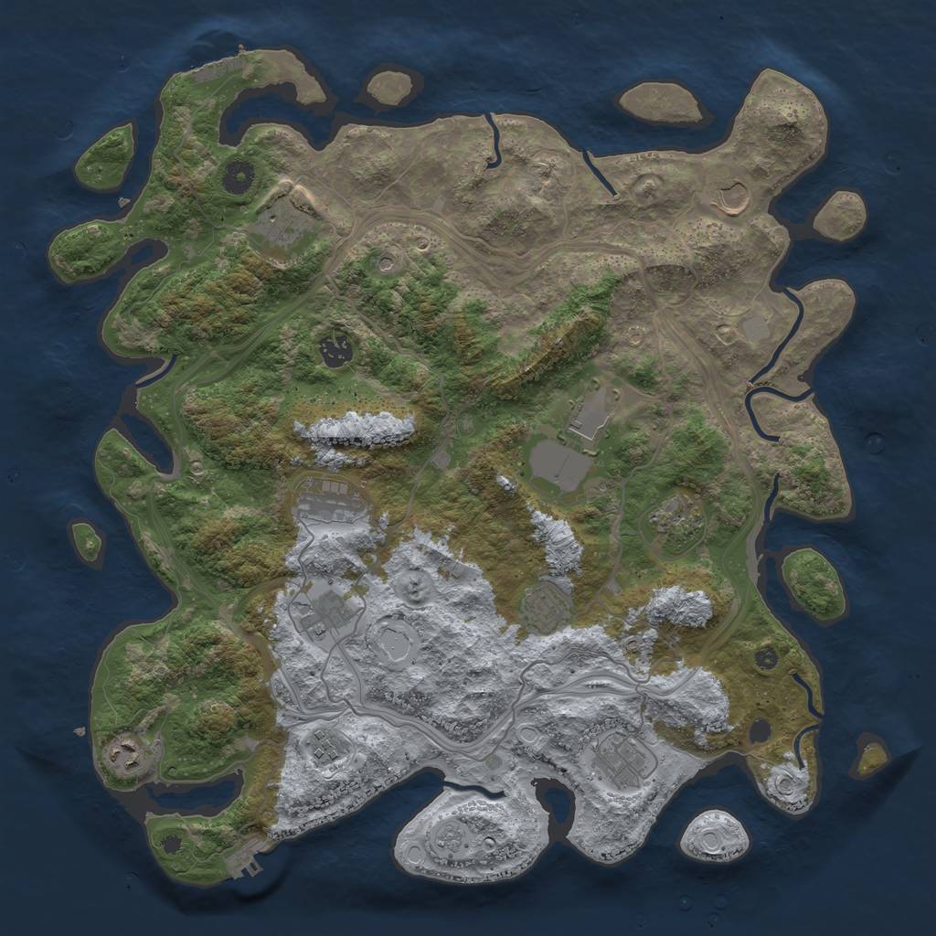 Rust Map: Procedural Map, Size: 4250, Seed: 668603387, 20 Monuments