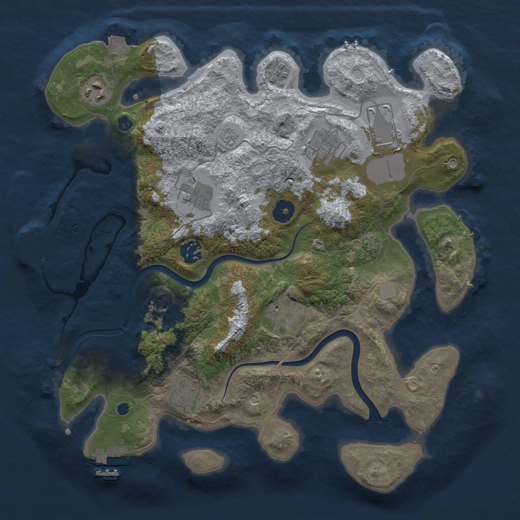 Rust Map: Procedural Map, Size: 3500, Seed: 1332796474, 14 Monuments