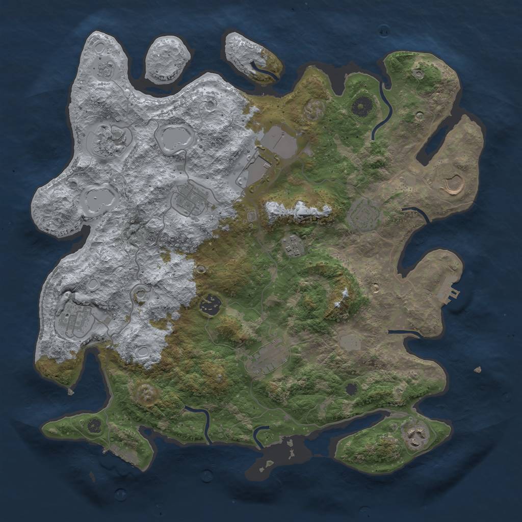 Rust Map: Procedural Map, Size: 3850, Seed: 331889, 19 Monuments