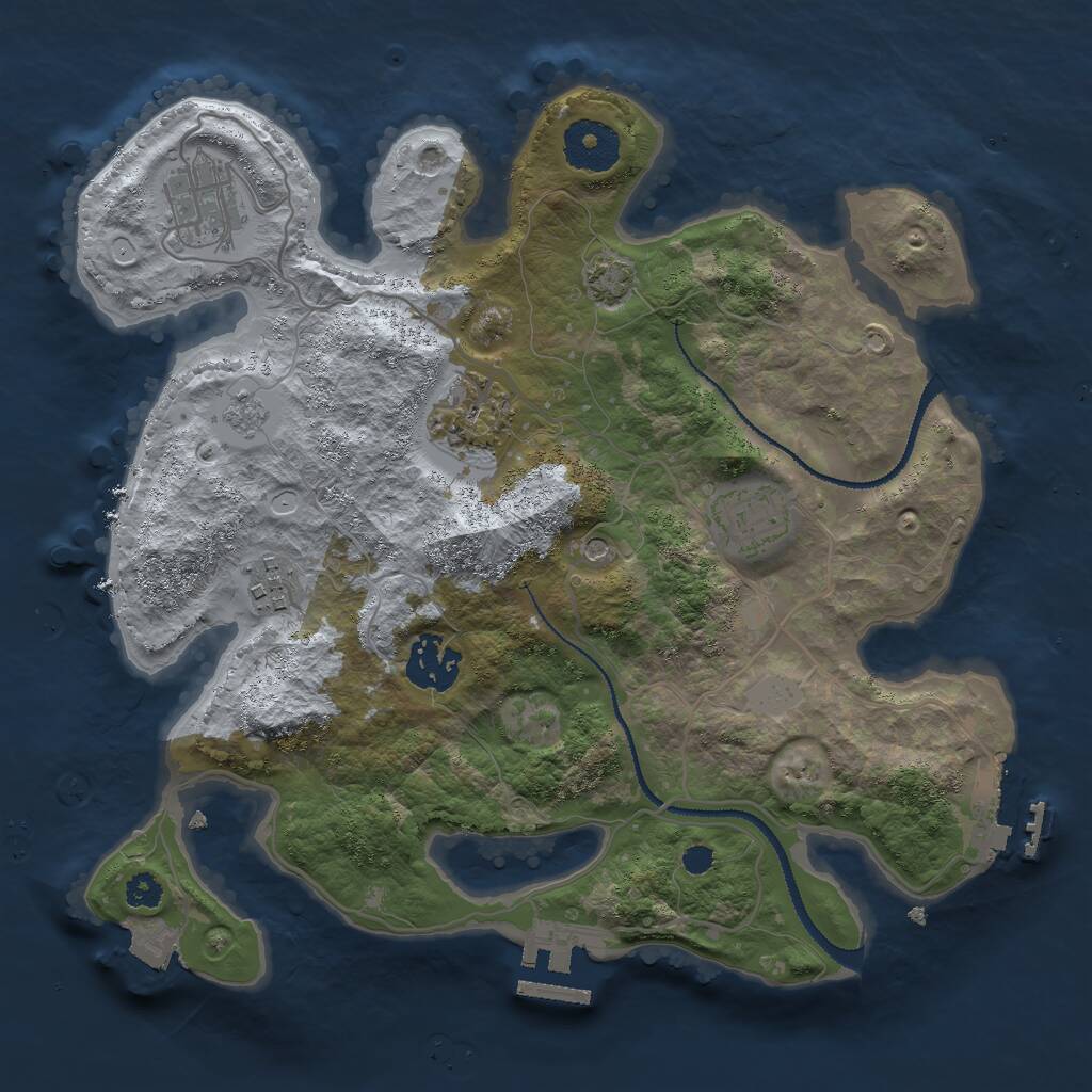 Rust Map: Procedural Map, Size: 3000, Seed: 2073371236, 11 Monuments