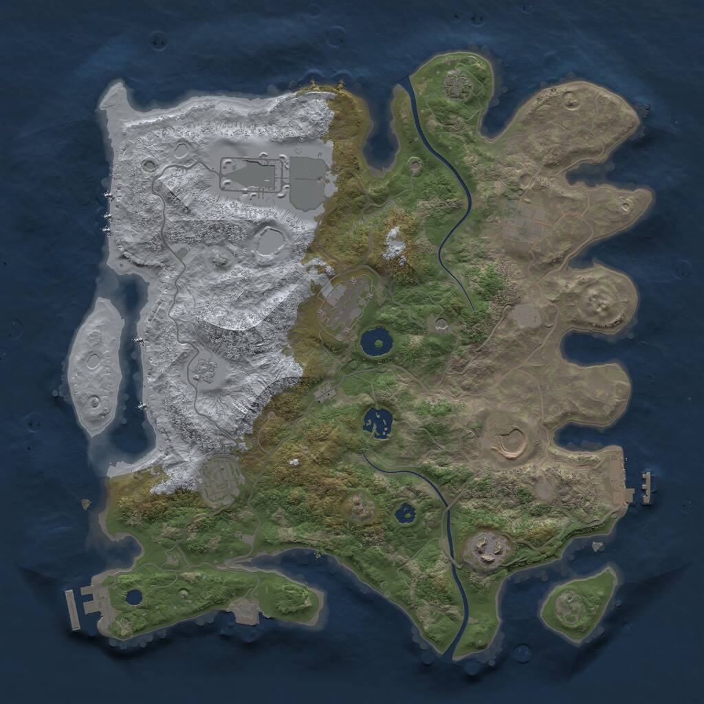 Rust Map: Procedural Map, Size: 3500, Seed: 8484838, 13 Monuments