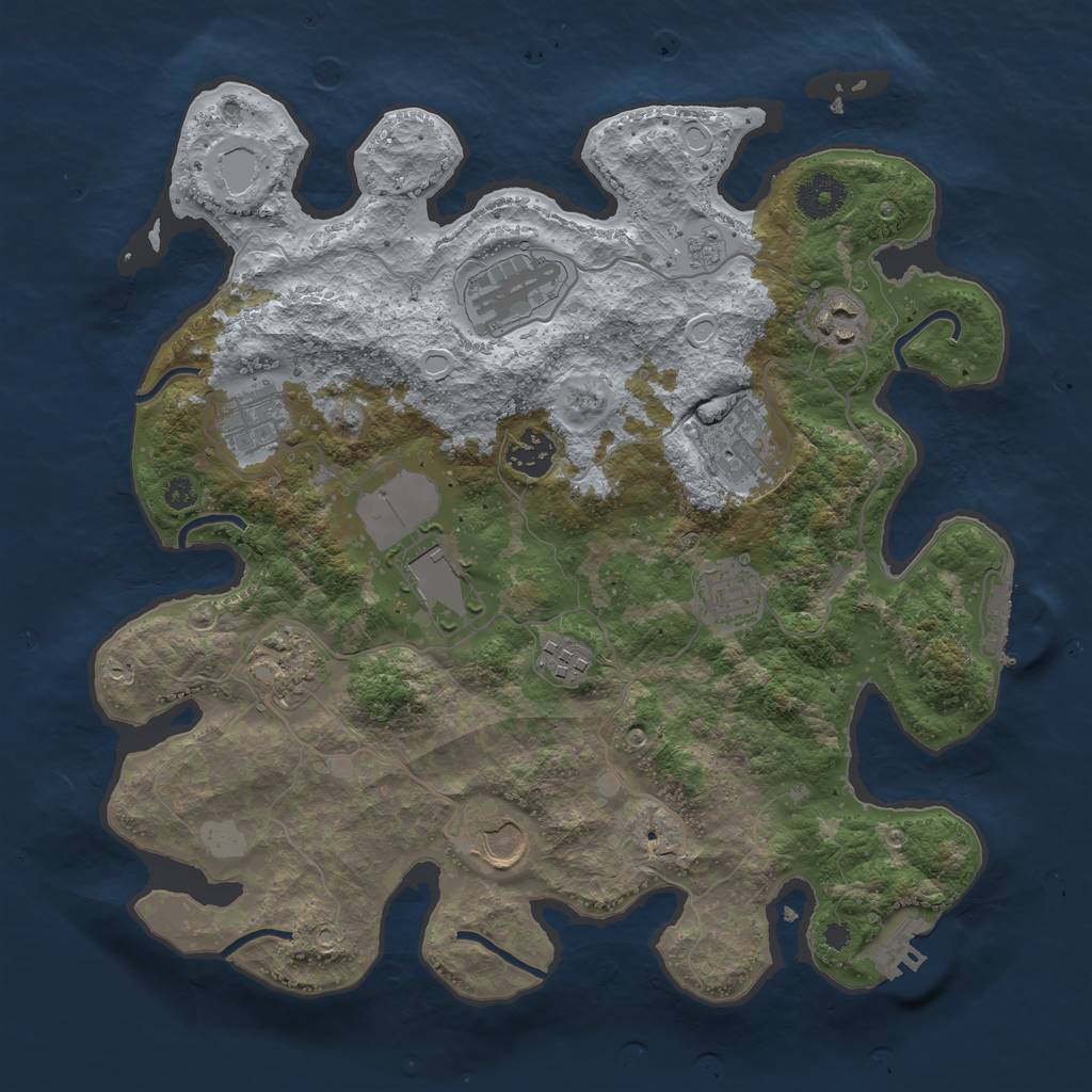 Rust Map: Procedural Map, Size: 3500, Seed: 619322229, 18 Monuments