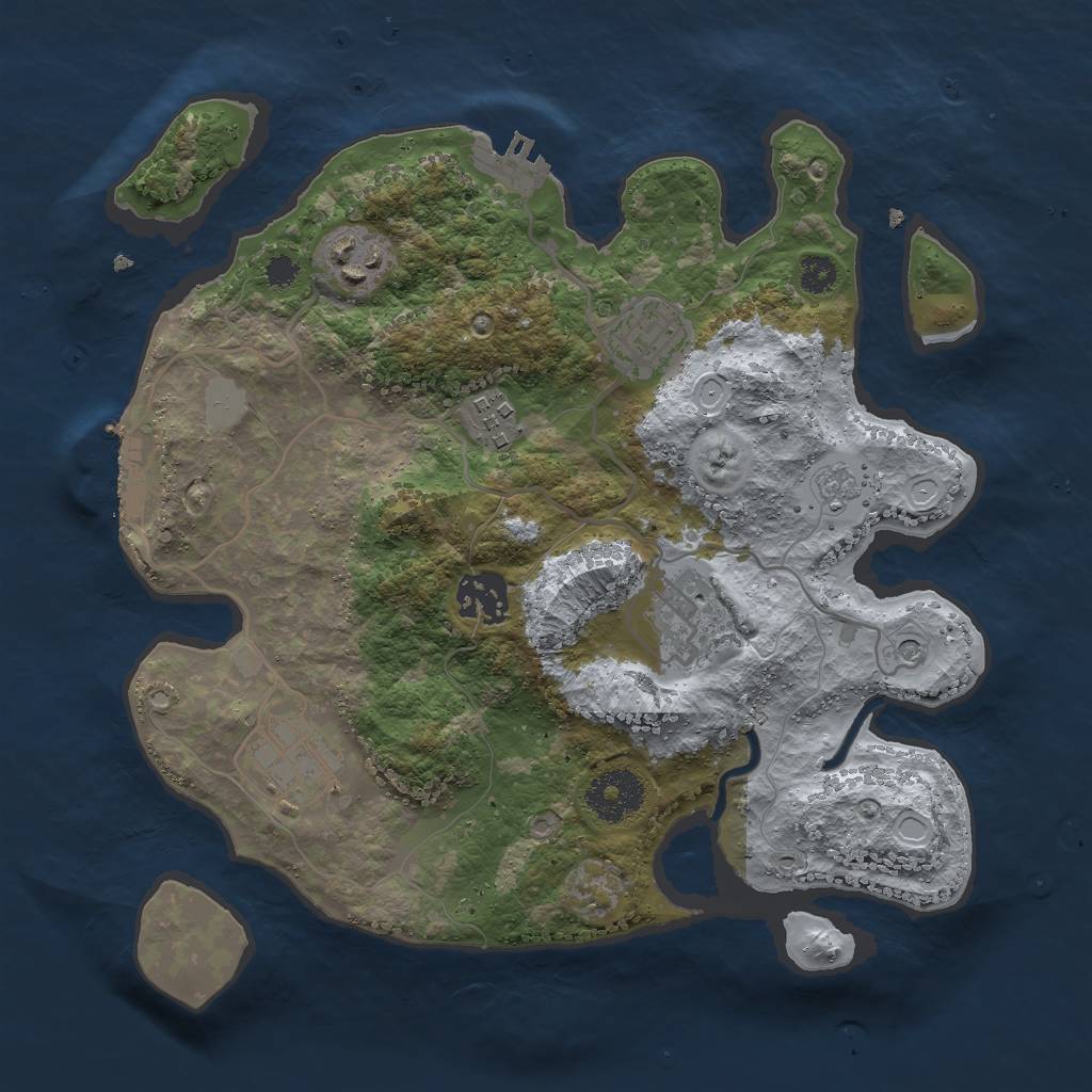 Rust Map: Procedural Map, Size: 3000, Seed: 25641135, 13 Monuments
