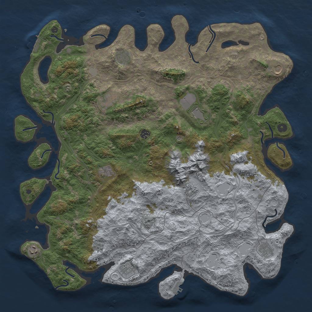 Rust Map: Procedural Map, Size: 5000, Seed: 41703, 20 Monuments