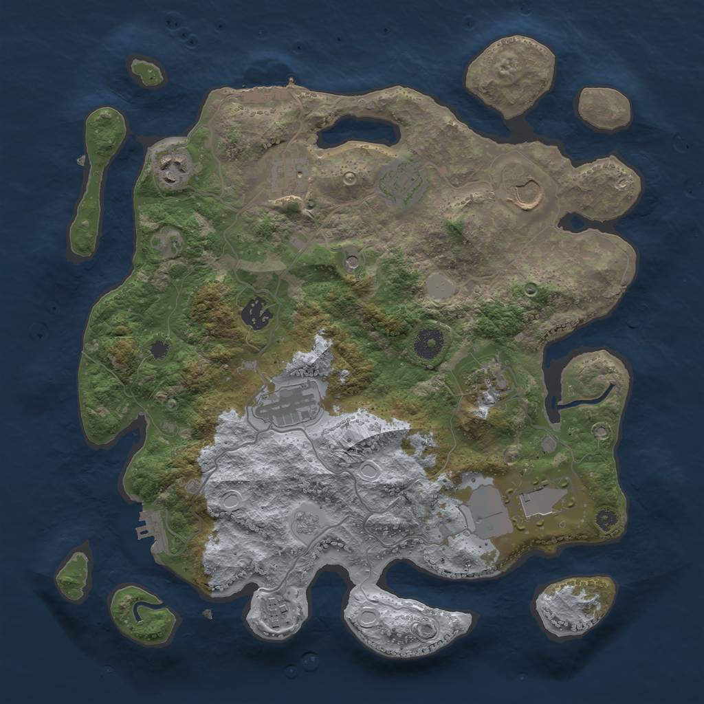 Rust Map: Procedural Map, Size: 3500, Seed: 76076015, 16 Monuments