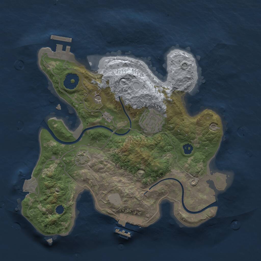 Rust Map: Procedural Map, Size: 2500, Seed: 965332496, 6 Monuments