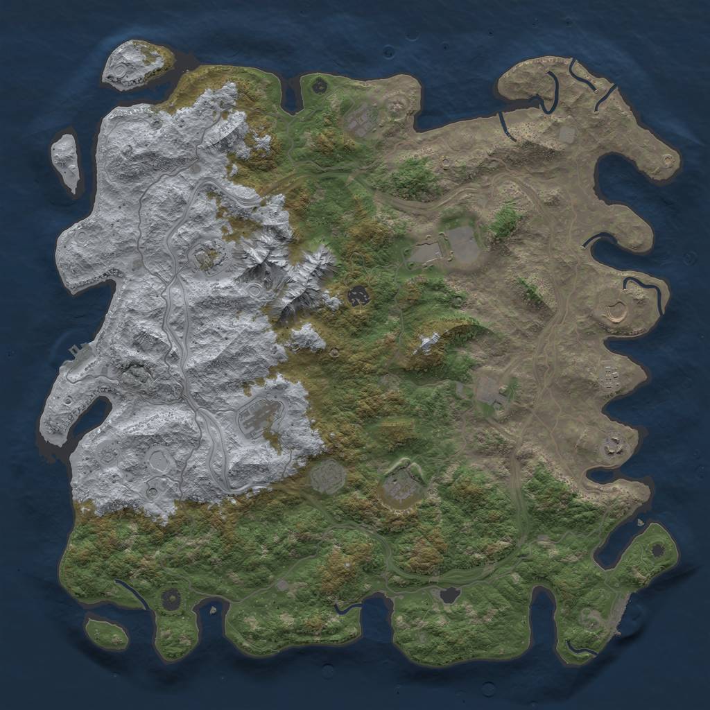 Rust Map: Procedural Map, Size: 5000, Seed: 2137271596, 20 Monuments