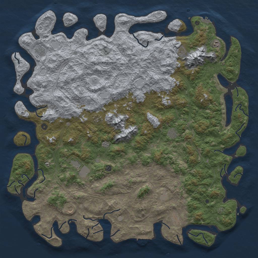 Rust Map: Procedural Map, Size: 6000, Seed: 24756777, 18 Monuments
