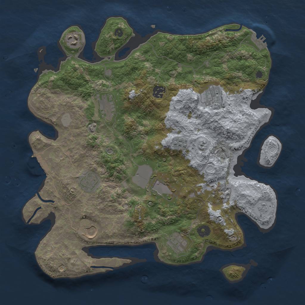 Rust Map: Procedural Map, Size: 3600, Seed: 838707221, 19 Monuments