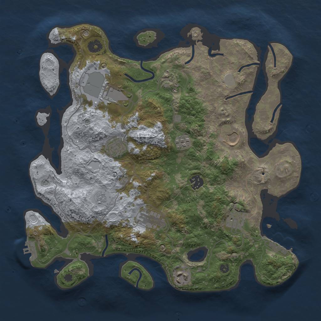 Rust Map: Procedural Map, Size: 3500, Seed: 74843719, 18 Monuments