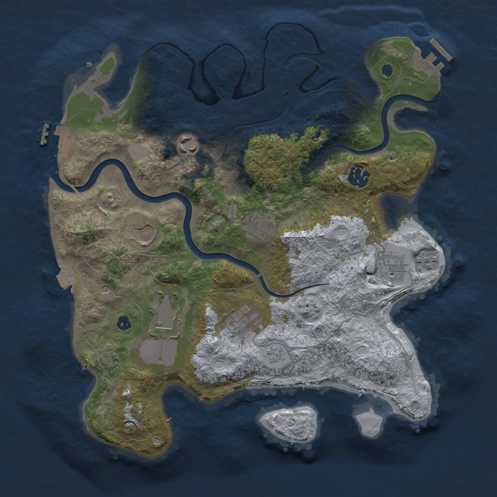 Rust Map: Procedural Map, Size: 3500, Seed: 389415998, 14 Monuments
