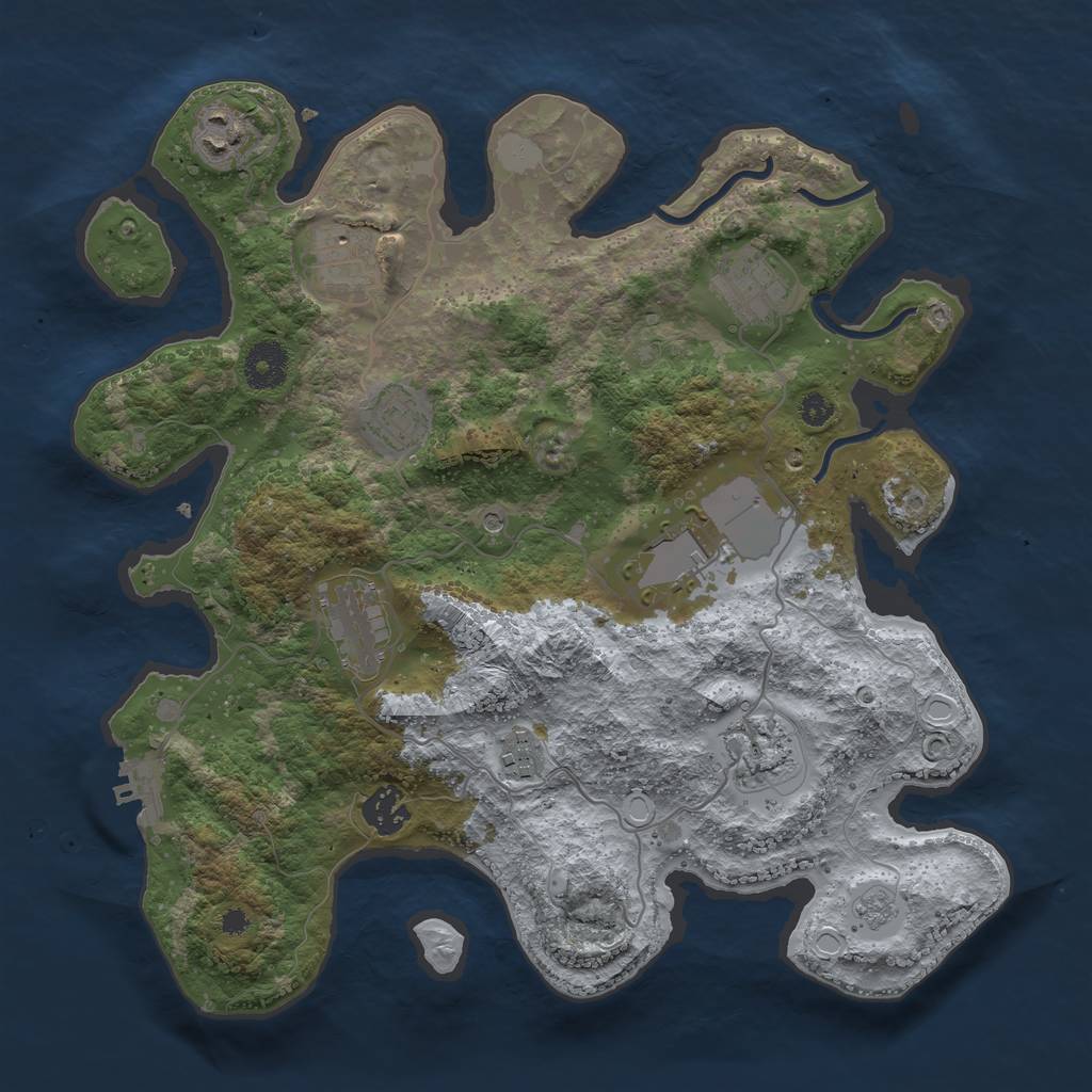Rust Map: Procedural Map, Size: 3500, Seed: 920088181, 17 Monuments