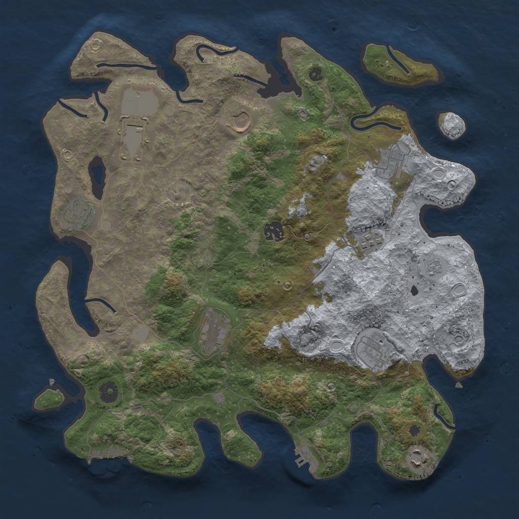 Rust Map: Procedural Map, Size: 3800, Seed: 449768545, 18 Monuments