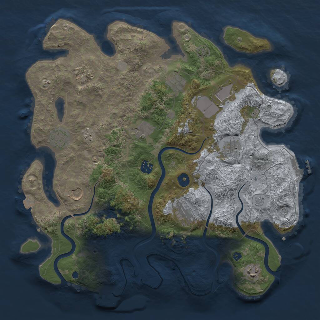 Rust Map: Procedural Map, Size: 3800, Seed: 449768545, 17 Monuments