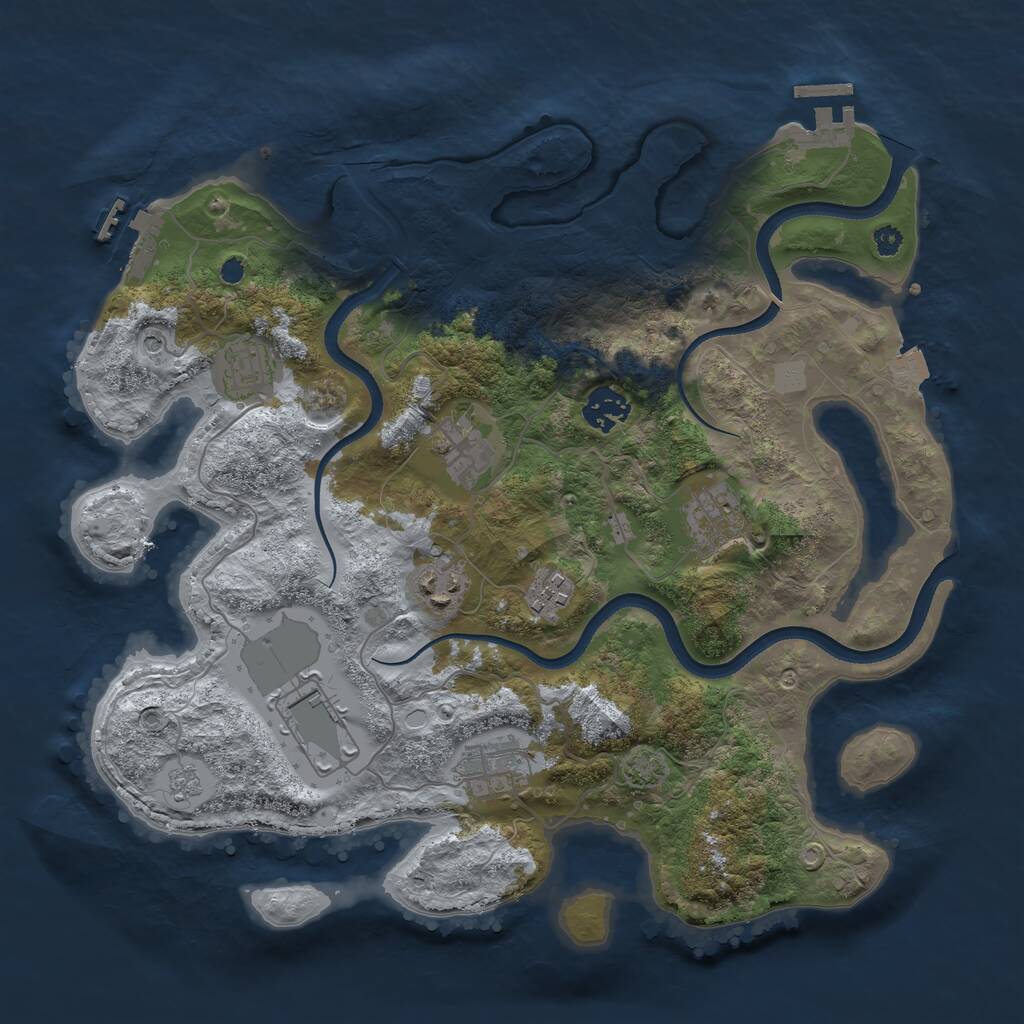 Rust Map: Procedural Map, Size: 3500, Seed: 120311201, 14 Monuments