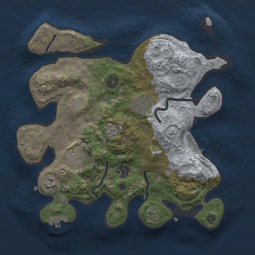 Rust Map: Procedural Map, Size: 3000, Seed: 1244071540, 12 Monuments