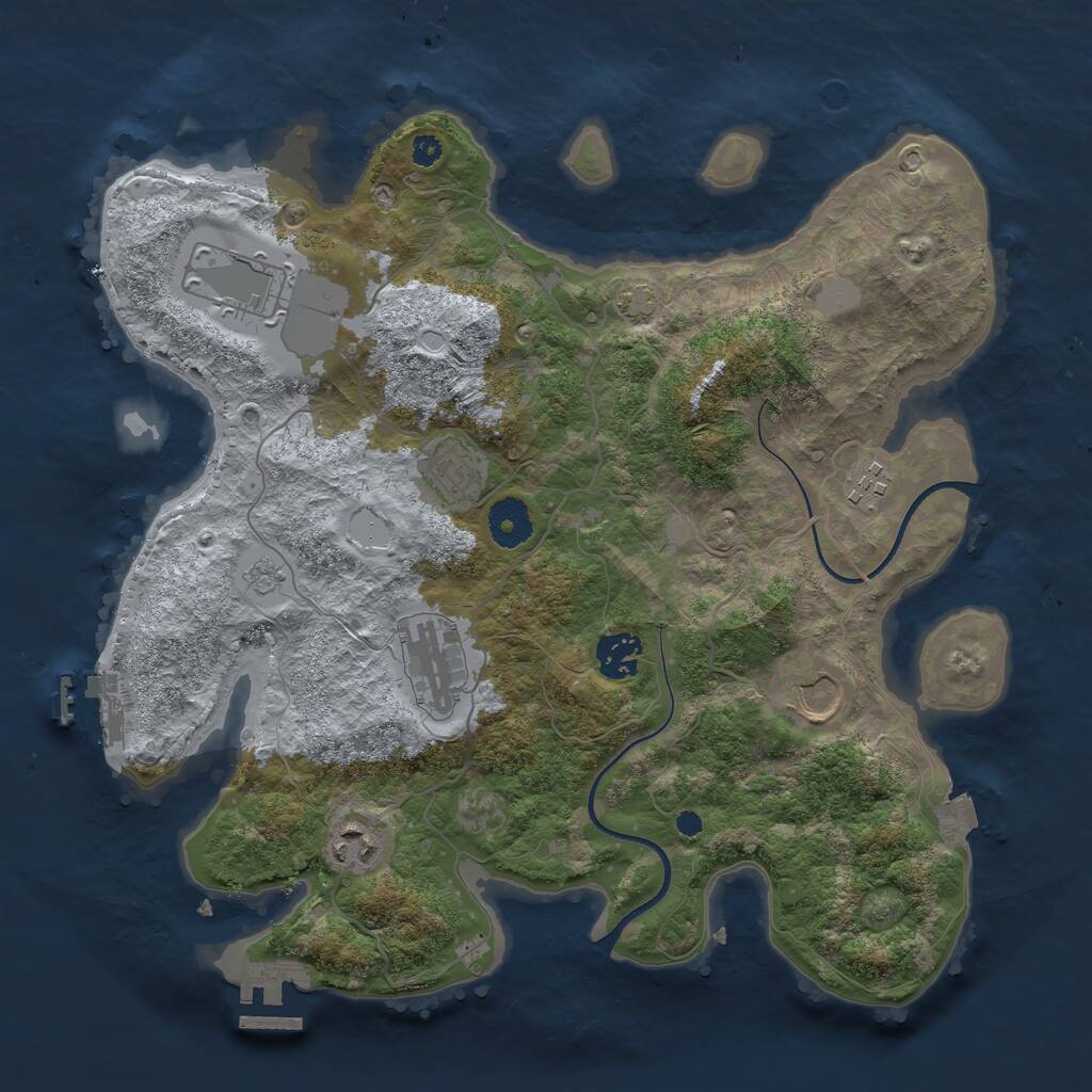 Rust Map: Procedural Map, Size: 3500, Seed: 1371586030, 12 Monuments