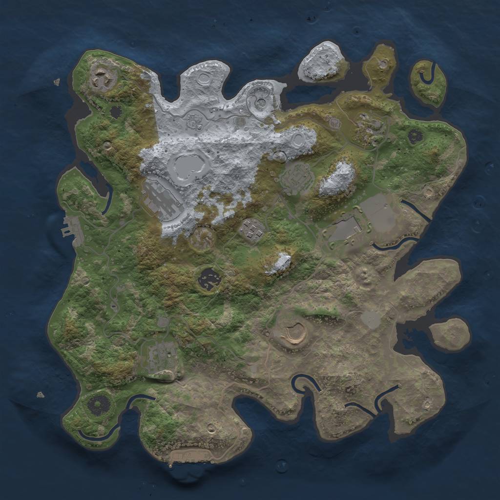 Rust Map: Procedural Map, Size: 3500, Seed: 4357128, 18 Monuments