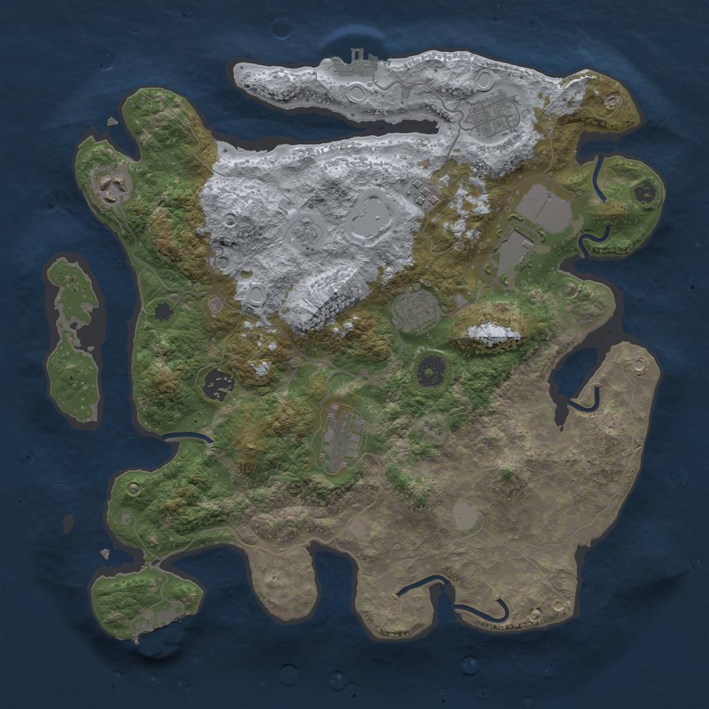 Rust Map: Procedural Map, Size: 3500, Seed: 648269, 14 Monuments