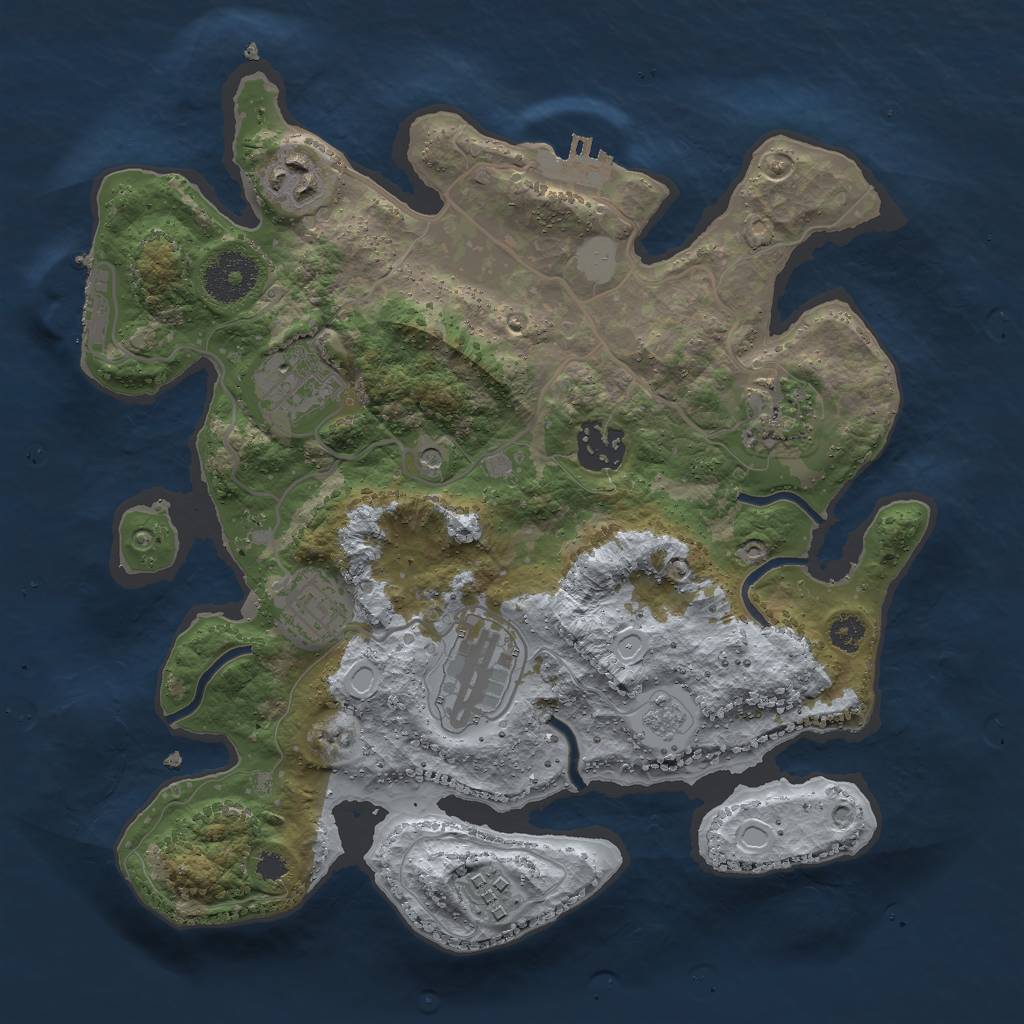 Rust Map: Procedural Map, Size: 3000, Seed: 48536, 16 Monuments