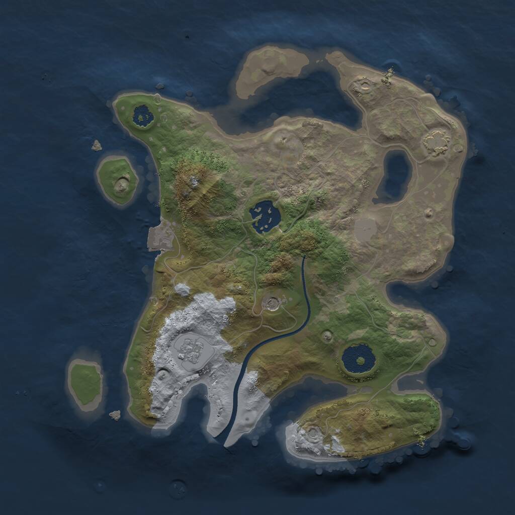 Rust Map: Procedural Map, Size: 2500, Seed: 5327237, 5 Monuments