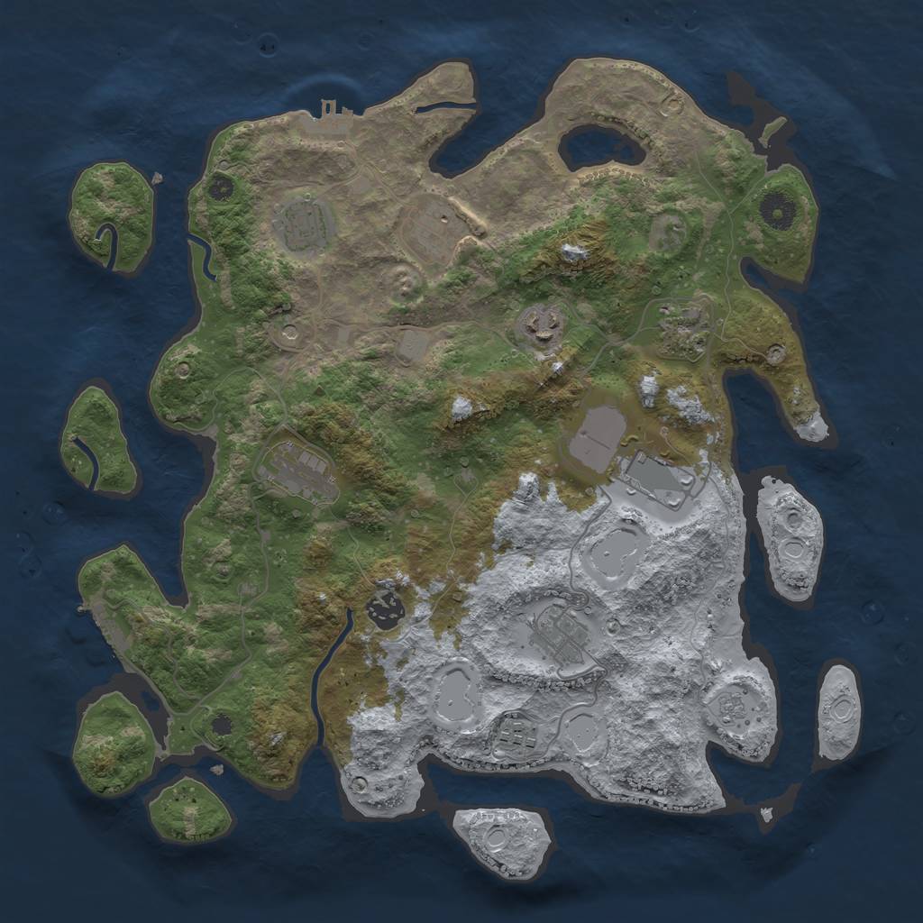 Rust Map: Procedural Map, Size: 3800, Seed: 27160, 18 Monuments