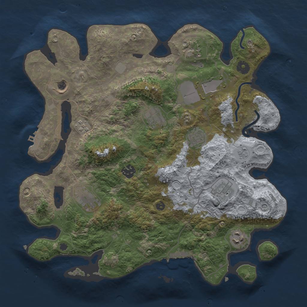 Rust Map: Procedural Map, Size: 3500, Seed: 1133373791, 19 Monuments
