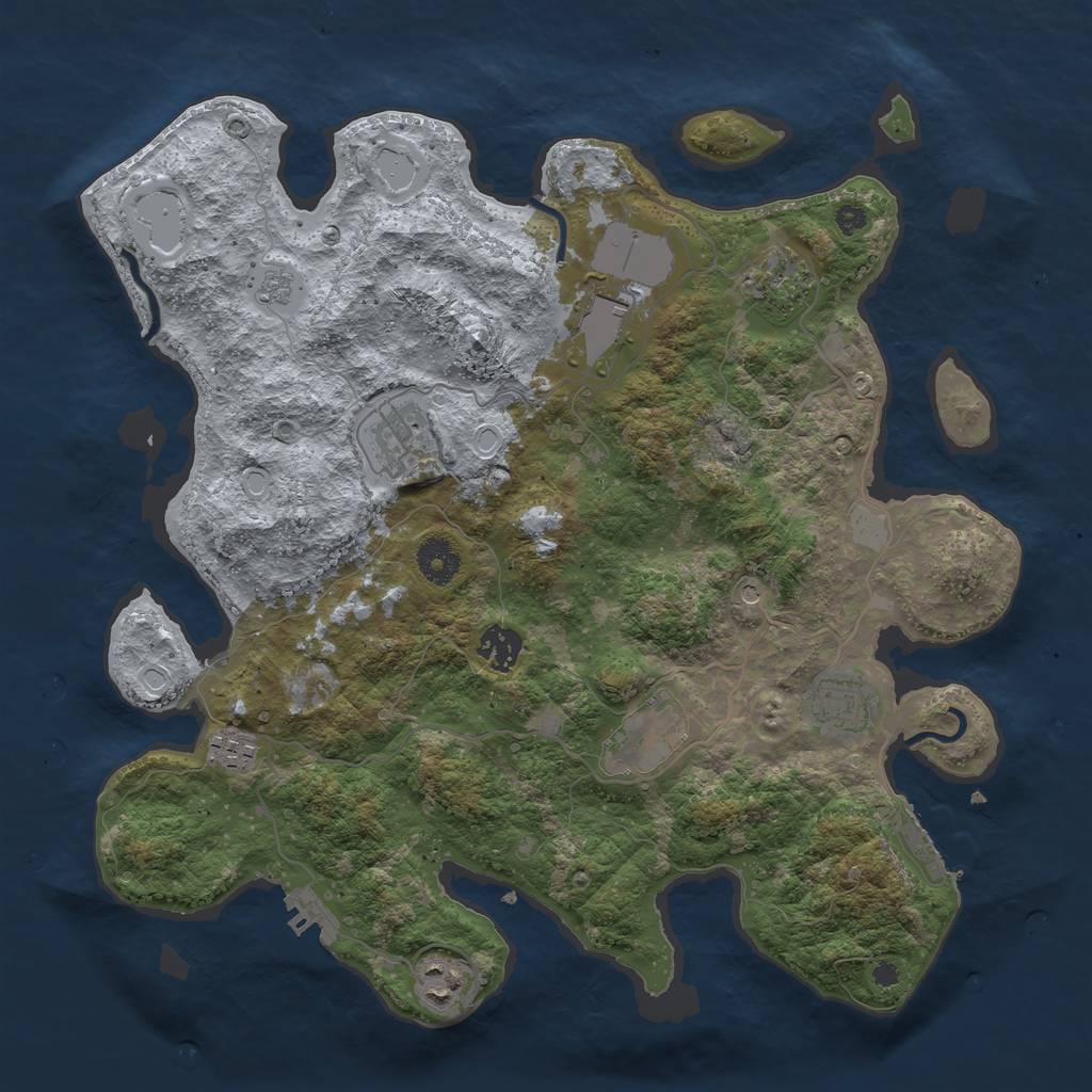 Rust Map: Procedural Map, Size: 3700, Seed: 772105, 17 Monuments