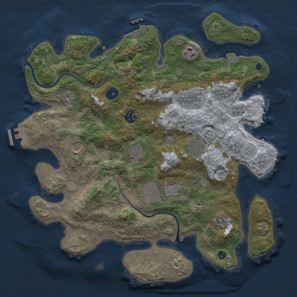 Rust Map: Procedural Map, Size: 3700, Seed: 369732, 15 Monuments