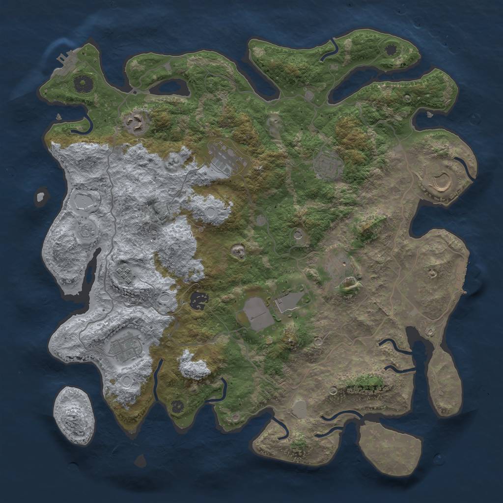 Rust Map: Procedural Map, Size: 4000, Seed: 866253378, 18 Monuments