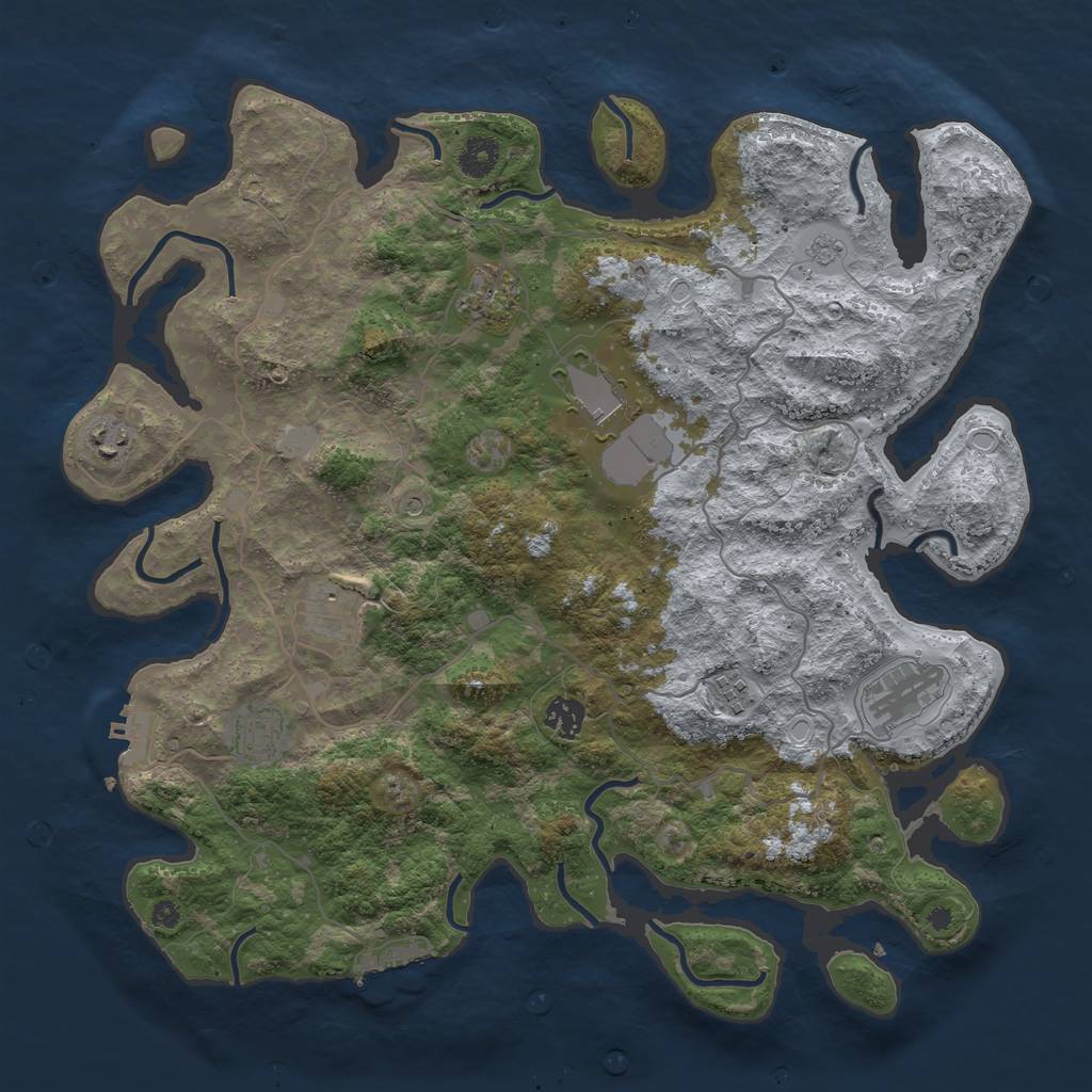 Rust Map: Procedural Map, Size: 4000, Seed: 733686108, 17 Monuments