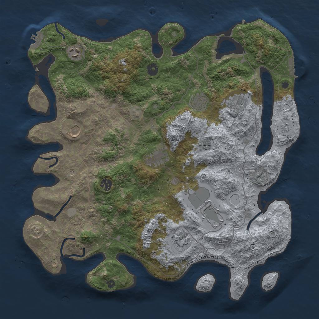 Rust Map: Procedural Map, Size: 4000, Seed: 2137522289, 18 Monuments