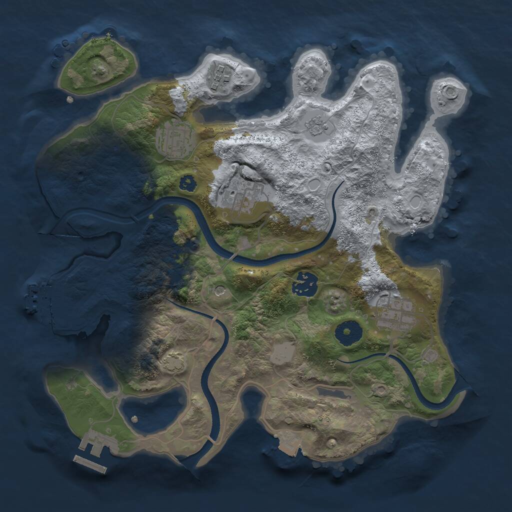 Rust Map: Procedural Map, Size: 3000, Seed: 2687109, 11 Monuments