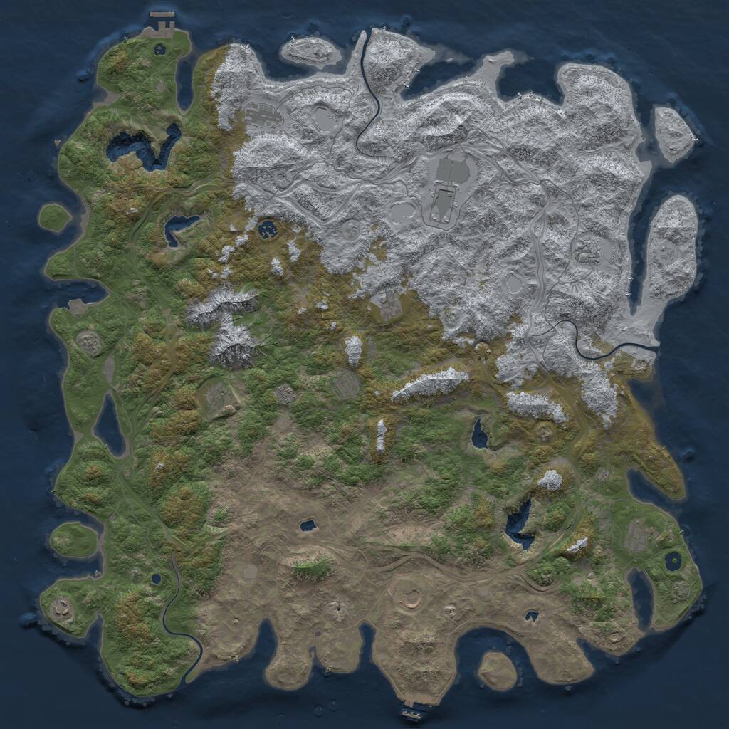 Rust Map: Procedural Map, Size: 6000, Seed: 2458981, 17 Monuments