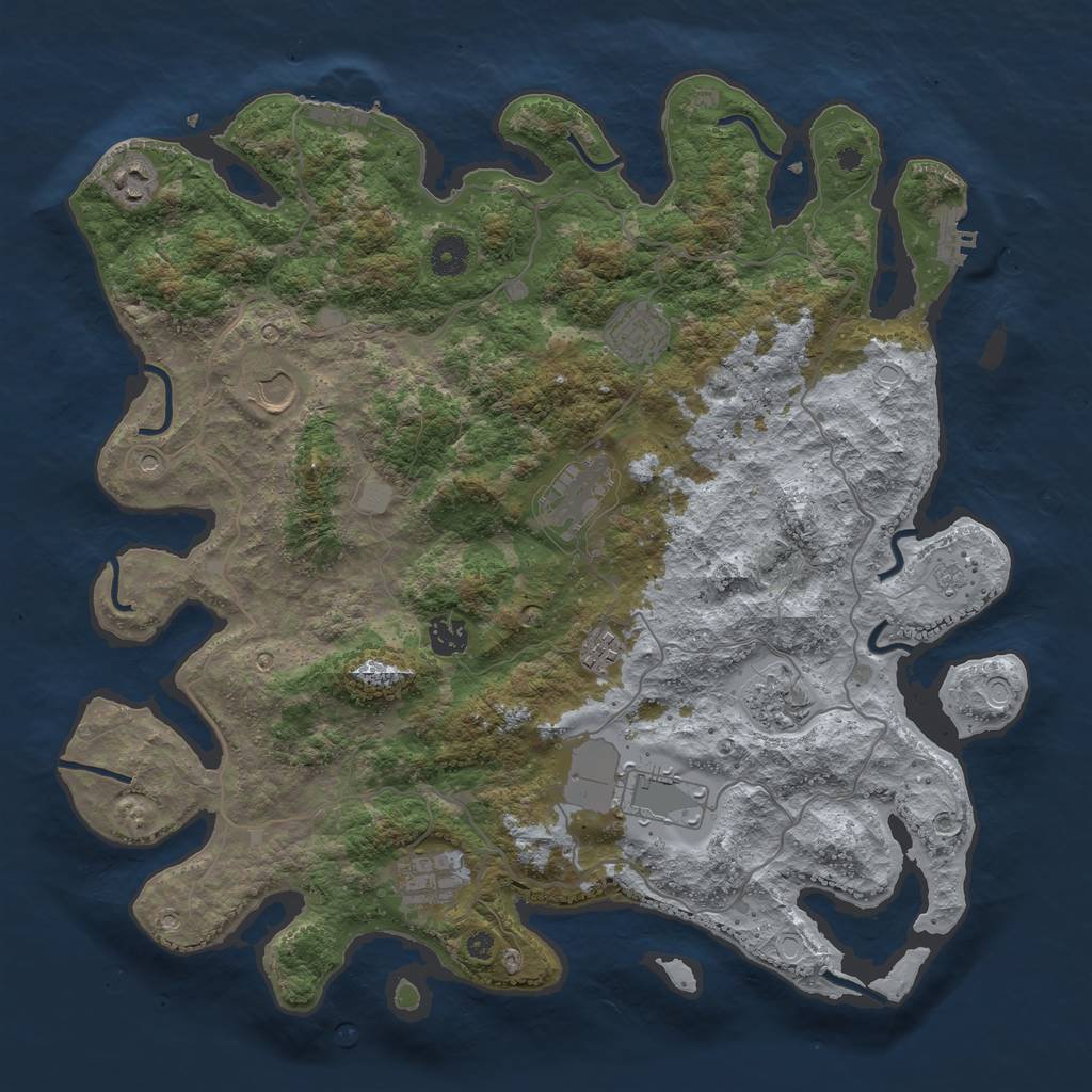 Rust Map: Procedural Map, Size: 4050, Seed: 1446848802, 18 Monuments