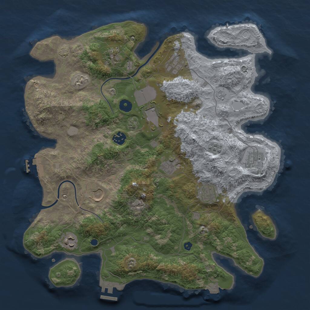 Rust Map: Procedural Map, Size: 3700, Seed: 1827770833, 15 Monuments