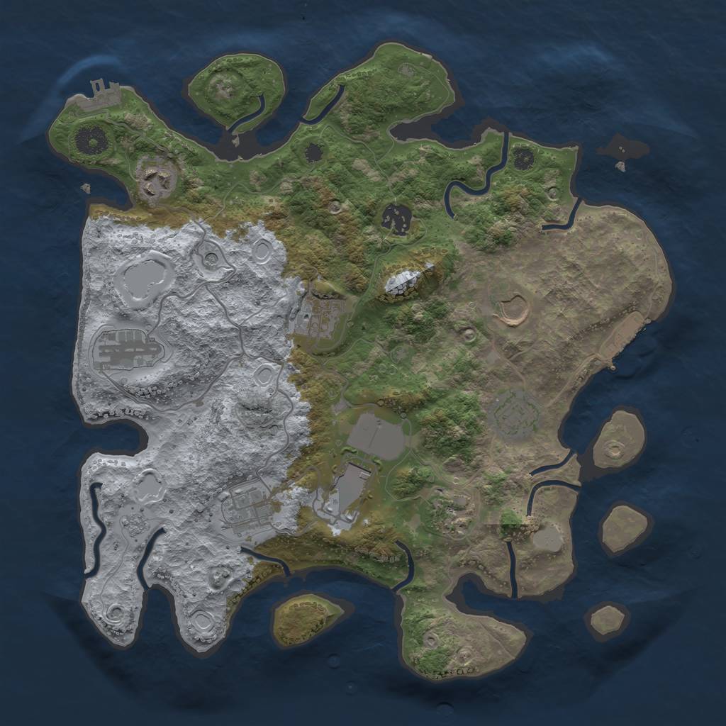 Rust Map: Procedural Map, Size: 3500, Seed: 15134834, 18 Monuments