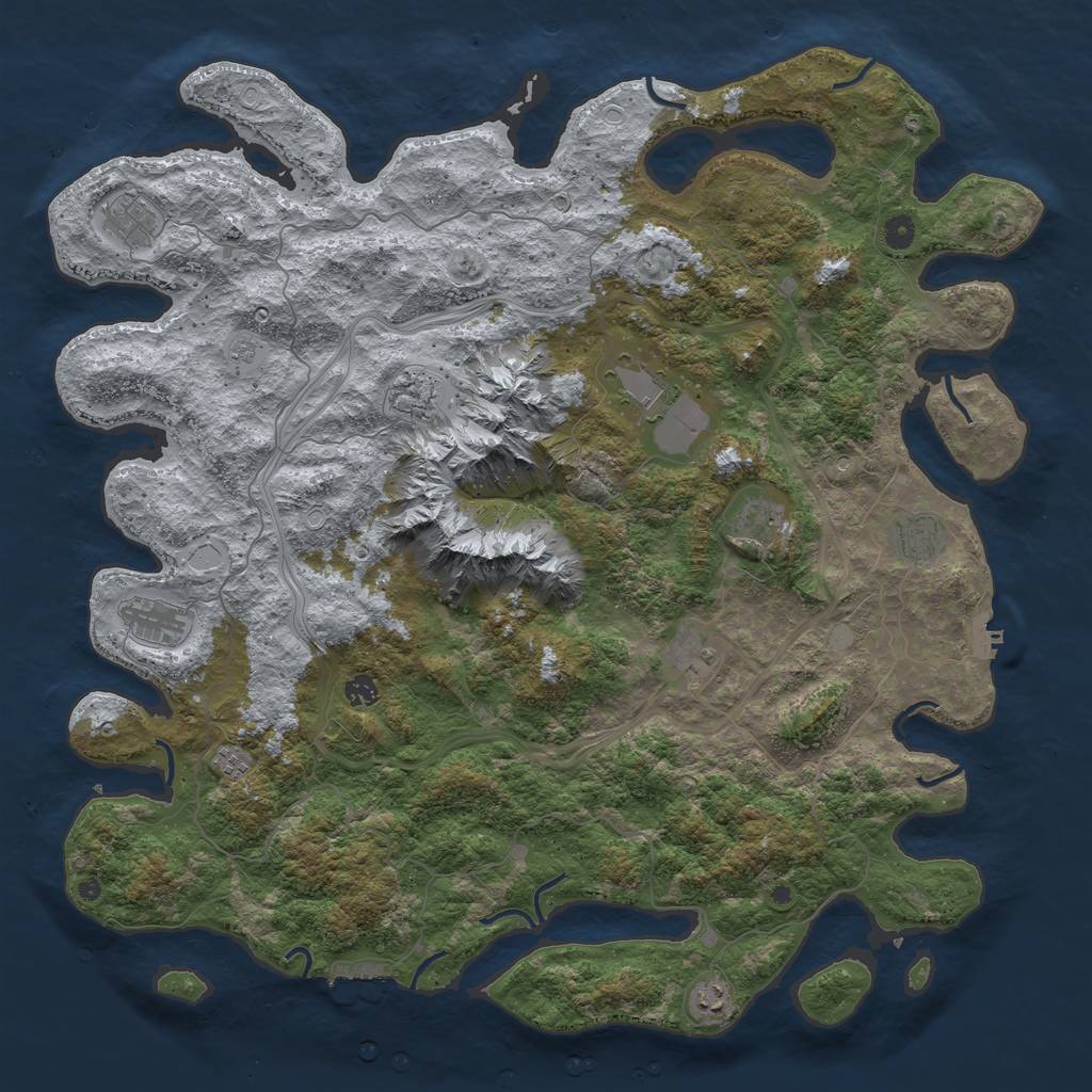 Rust Map: Procedural Map, Size: 5000, Seed: 6660, 19 Monuments