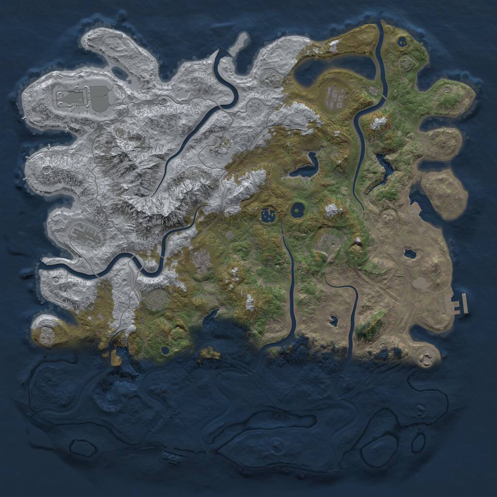 Rust Map: Procedural Map, Size: 5000, Seed: 6660, 16 Monuments