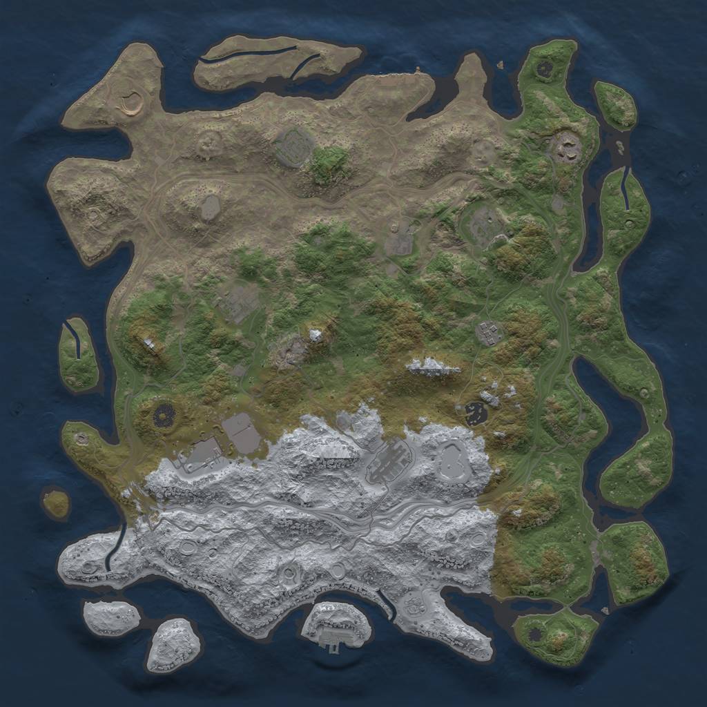 Rust Map: Procedural Map, Size: 4500, Seed: 55634435, 19 Monuments