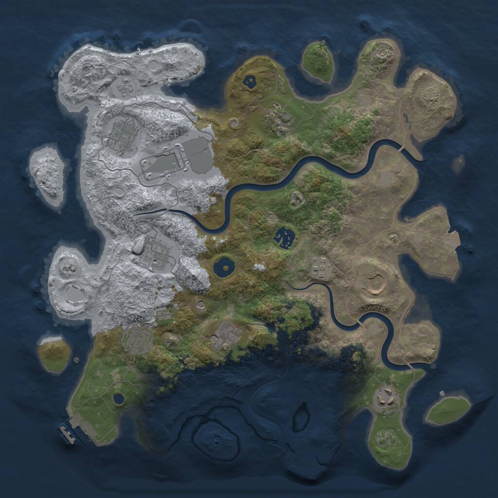 Rust Map: Procedural Map, Size: 3700, Seed: 363052, 16 Monuments
