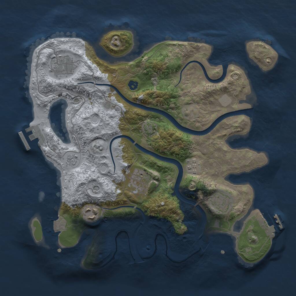Rust Map: Procedural Map, Size: 3000, Seed: 634740469, 11 Monuments