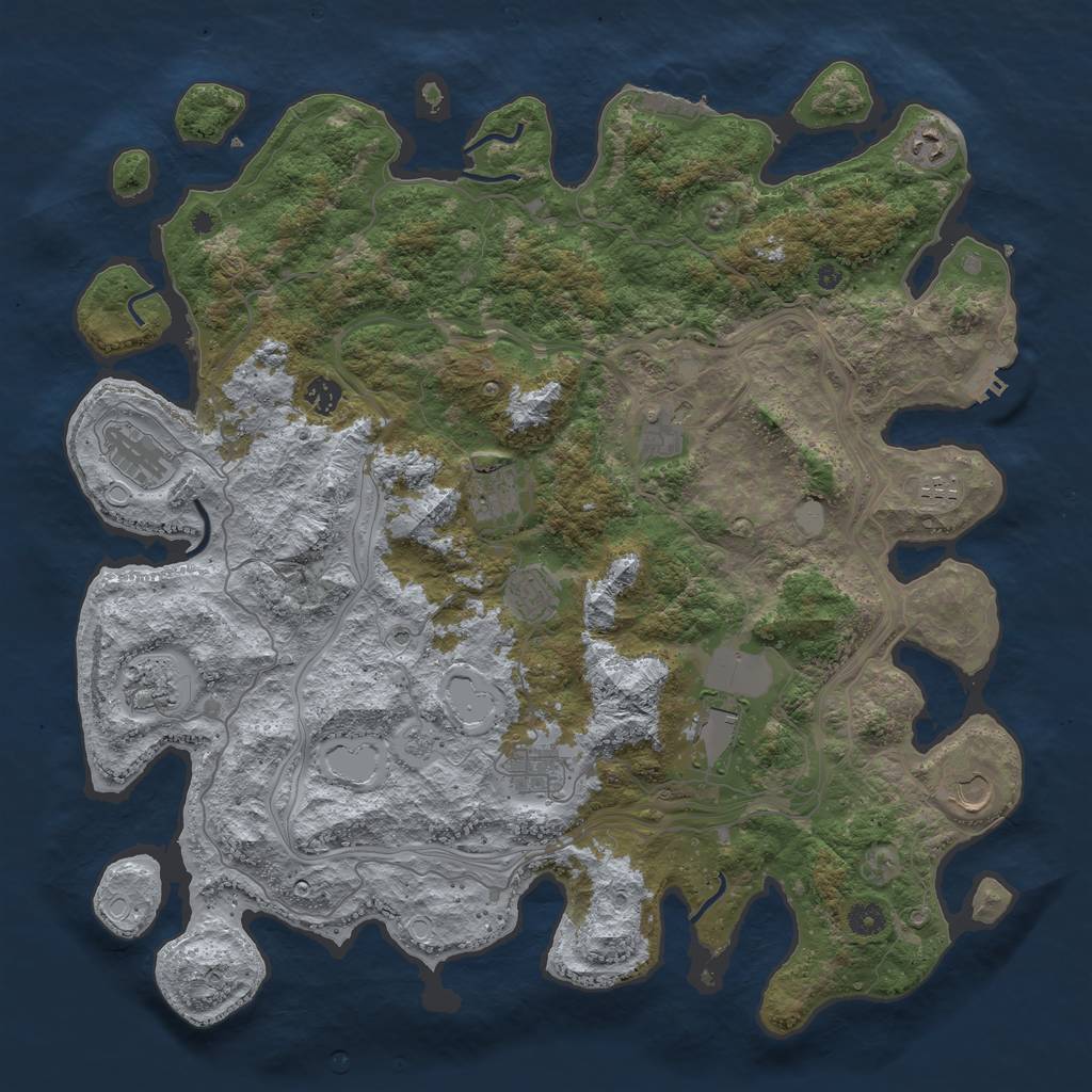 Rust Map: Procedural Map, Size: 4500, Seed: 266478674, 20 Monuments